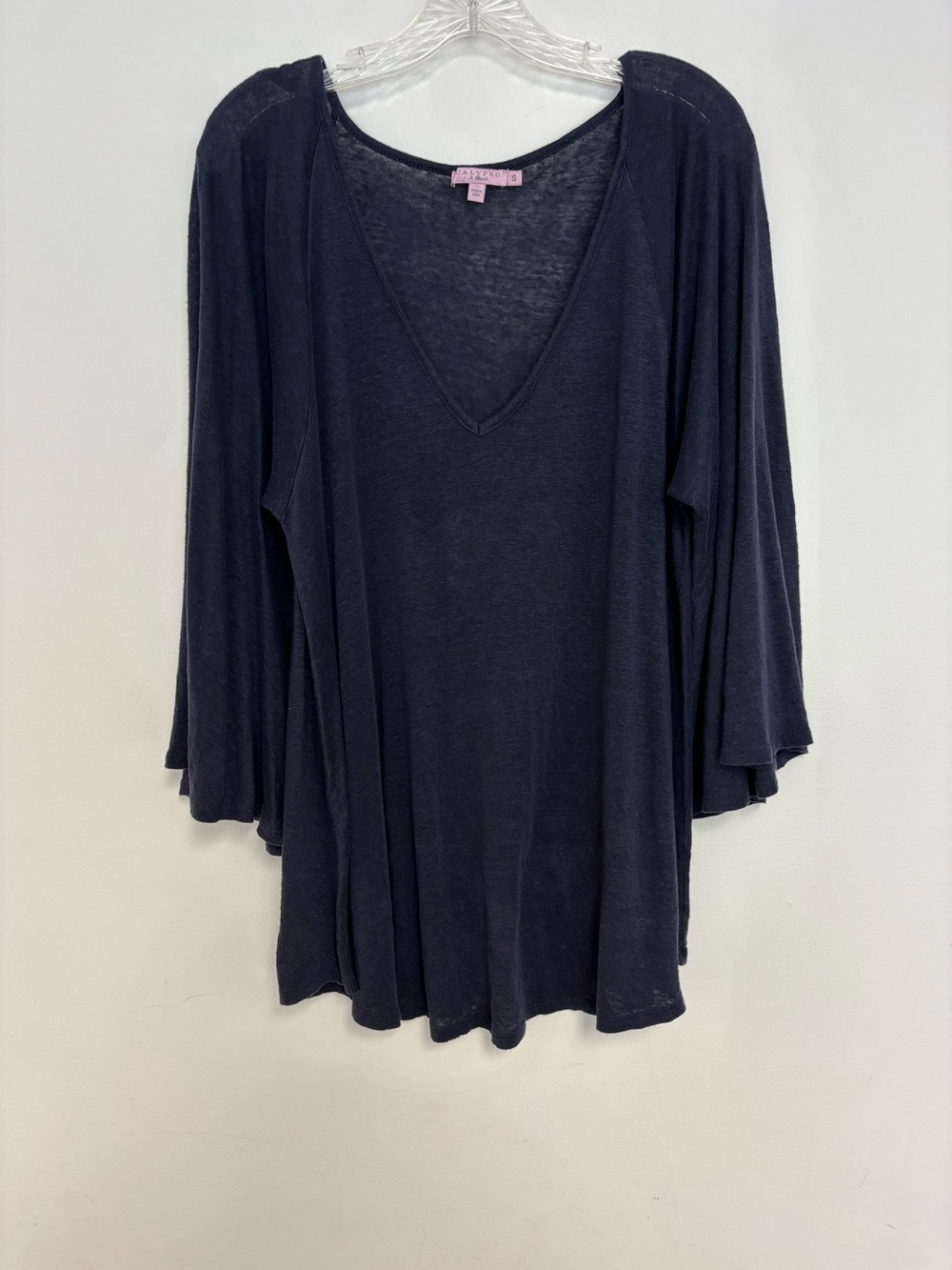 Calypso St Barth Linen Navy V-Neck Flowing Tunic Top small